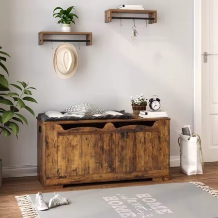 Cofre de Almacenamiento con Tapa Elevable - Banco Organizador de Madera para Entrada, Dormitorio y Más